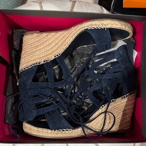 Vince Camuto Navy Espadrille Wedge Sandals